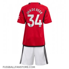 Manchester United Donny van de Beek #34 Replik Heimtrikot Kinder 2023-24 Kurzarm (+ Kurze Hosen)